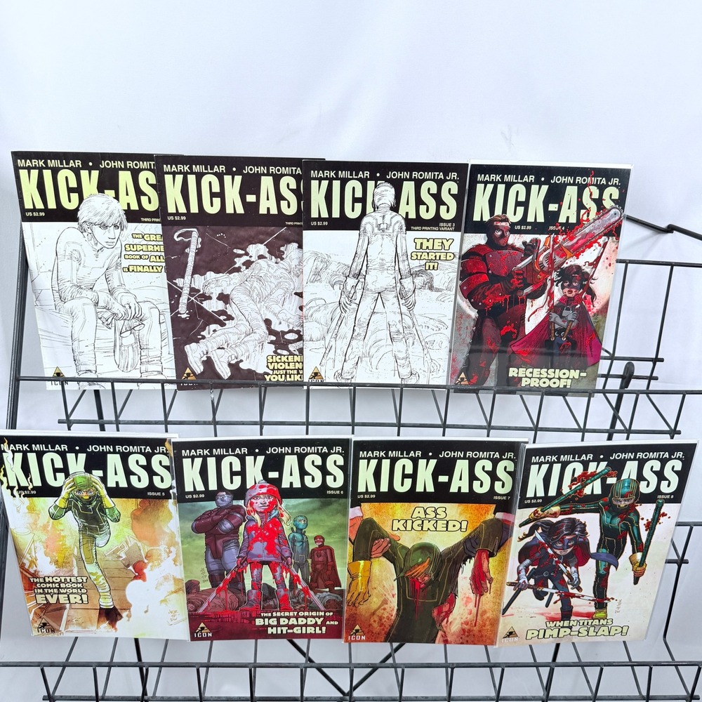 Kick-Ass 1-3 3rd prints 4-8 lot Mark Millar John Romita Jr Icon Marvel Variant